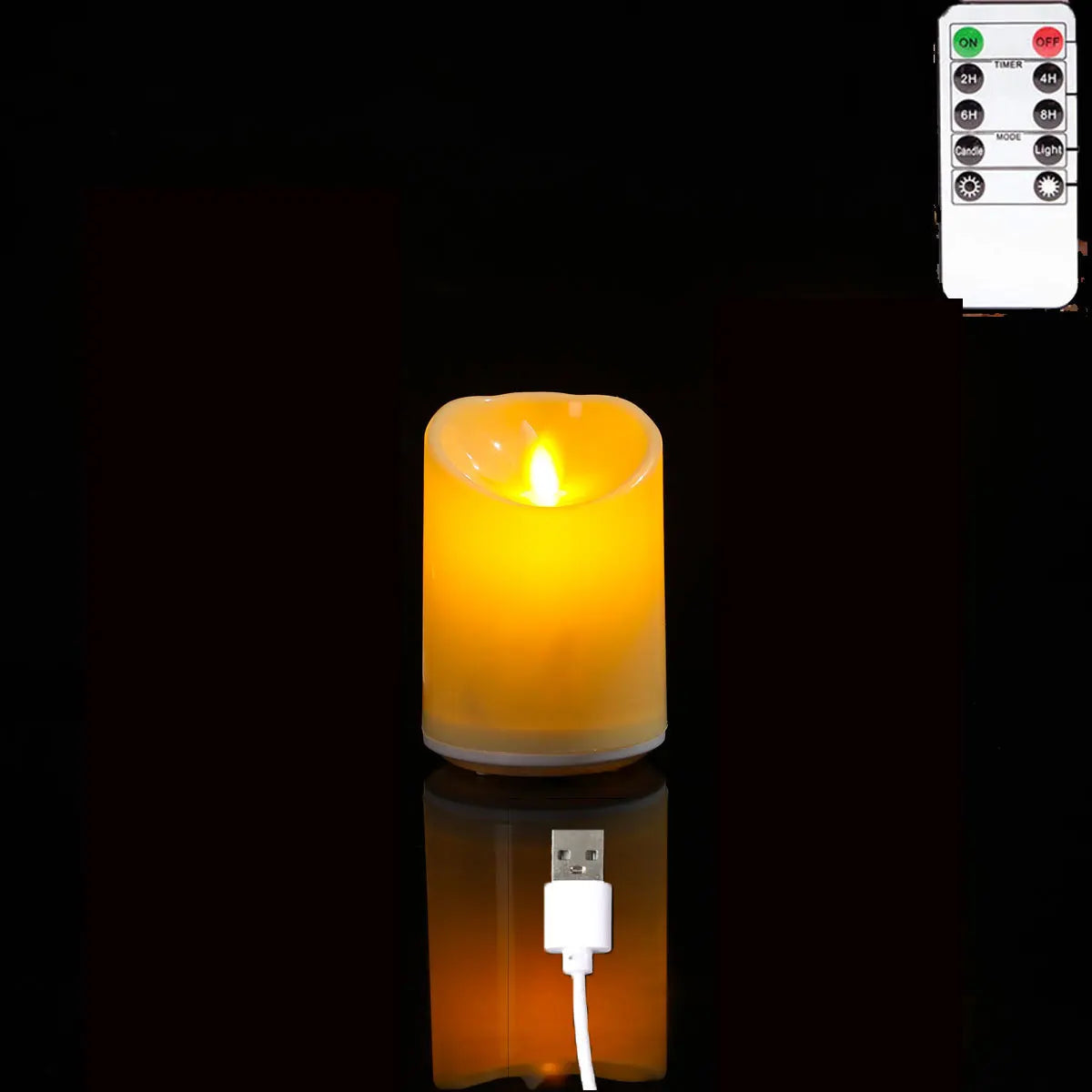 USB Rechargeable Remote Control LED Moving Wick Candles
