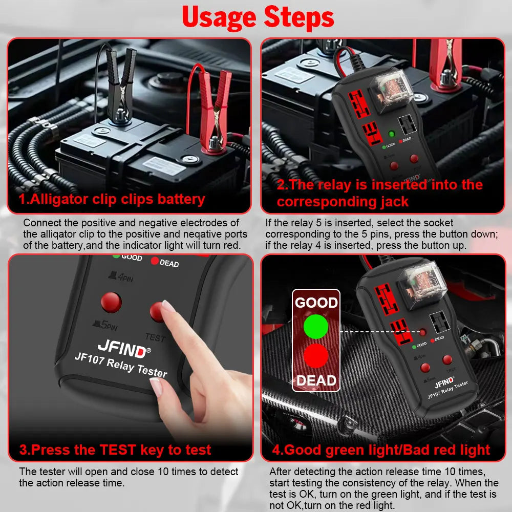 Car Relay Tester Diagnostic Tools 12V-24V Voltage Tester