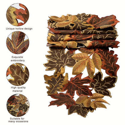 Autumn Maple Leaf Embroidered Table Runner