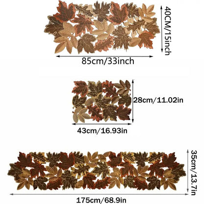 Autumn Maple Leaf Embroidered Table Runner