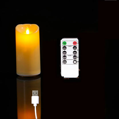 USB Rechargeable Remote Control LED Moving Wick Candles