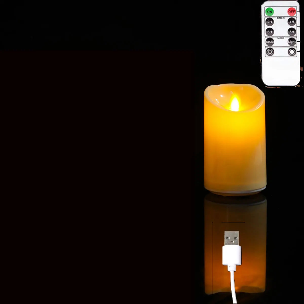 USB Rechargeable Remote Control LED Moving Wick Candles