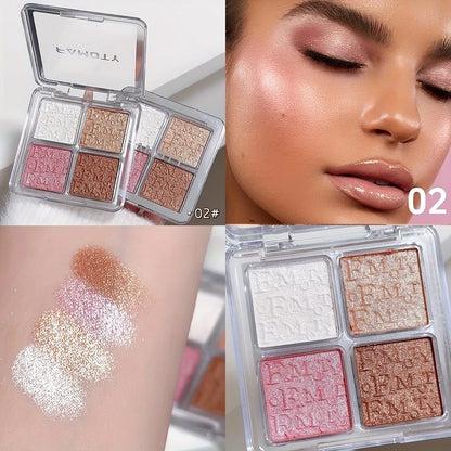 4 Color Shimmer Face Highlighter Palette