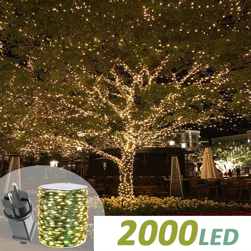 Green Cable LED Christmas String Fairy Lights