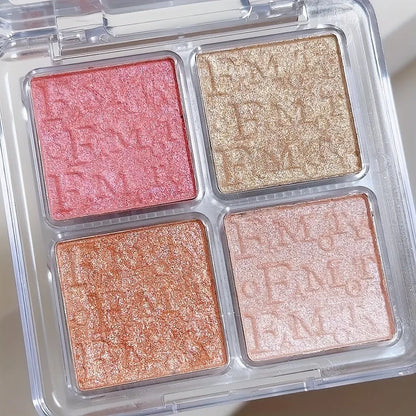 4 Color Shimmer Face Highlighter Palette