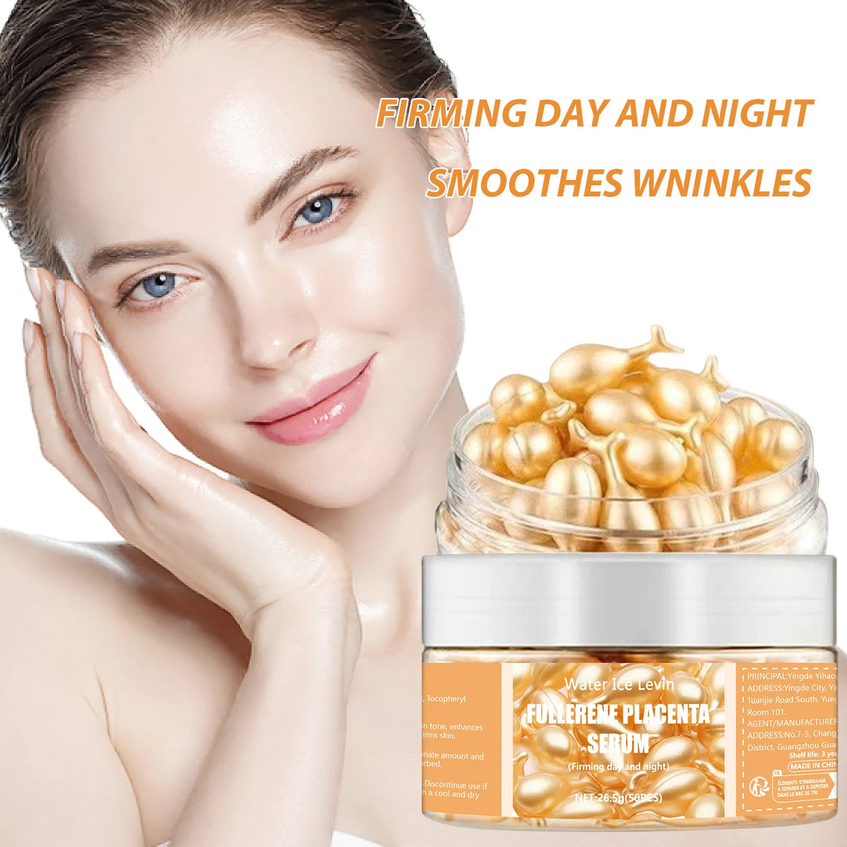 50-Piece Collagen & Hyaluronic Acid Face Serum Capsules