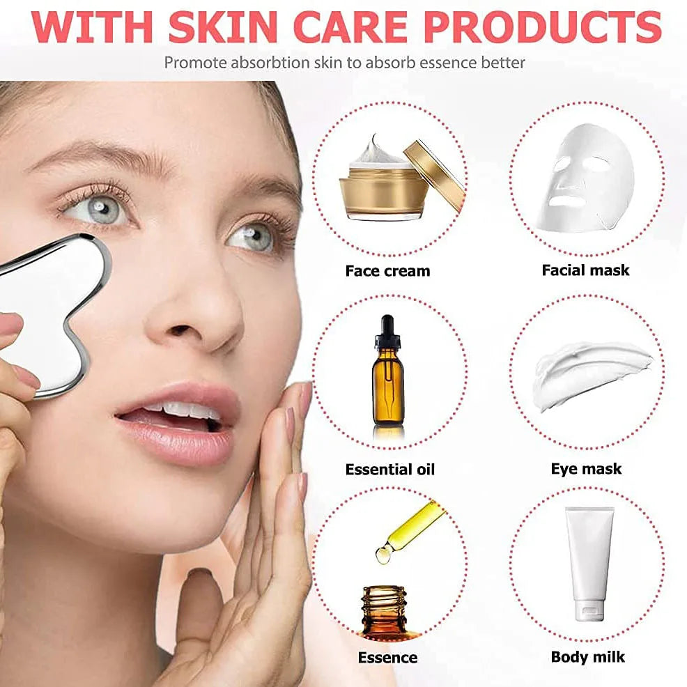 Stainless Steel Ice Face Roller & Gua Sha Set
