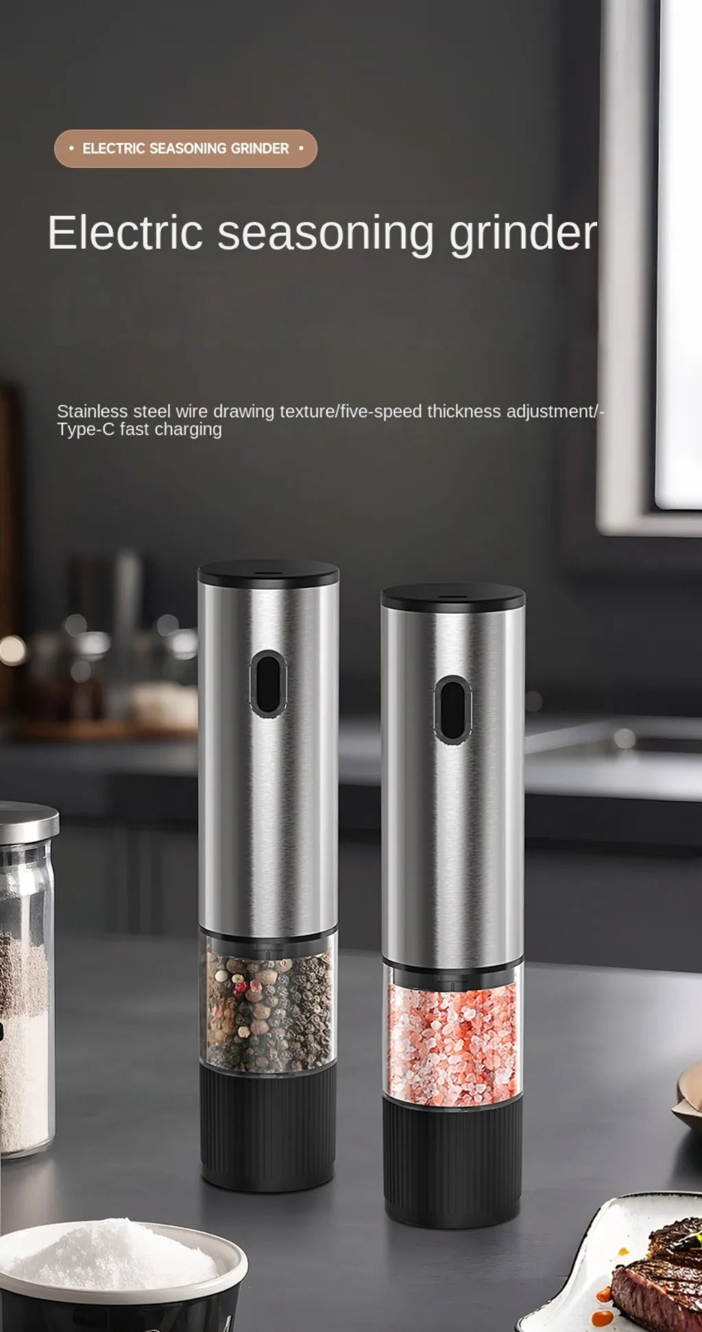 Electric Rechargeable Salt & Pepper Grinder