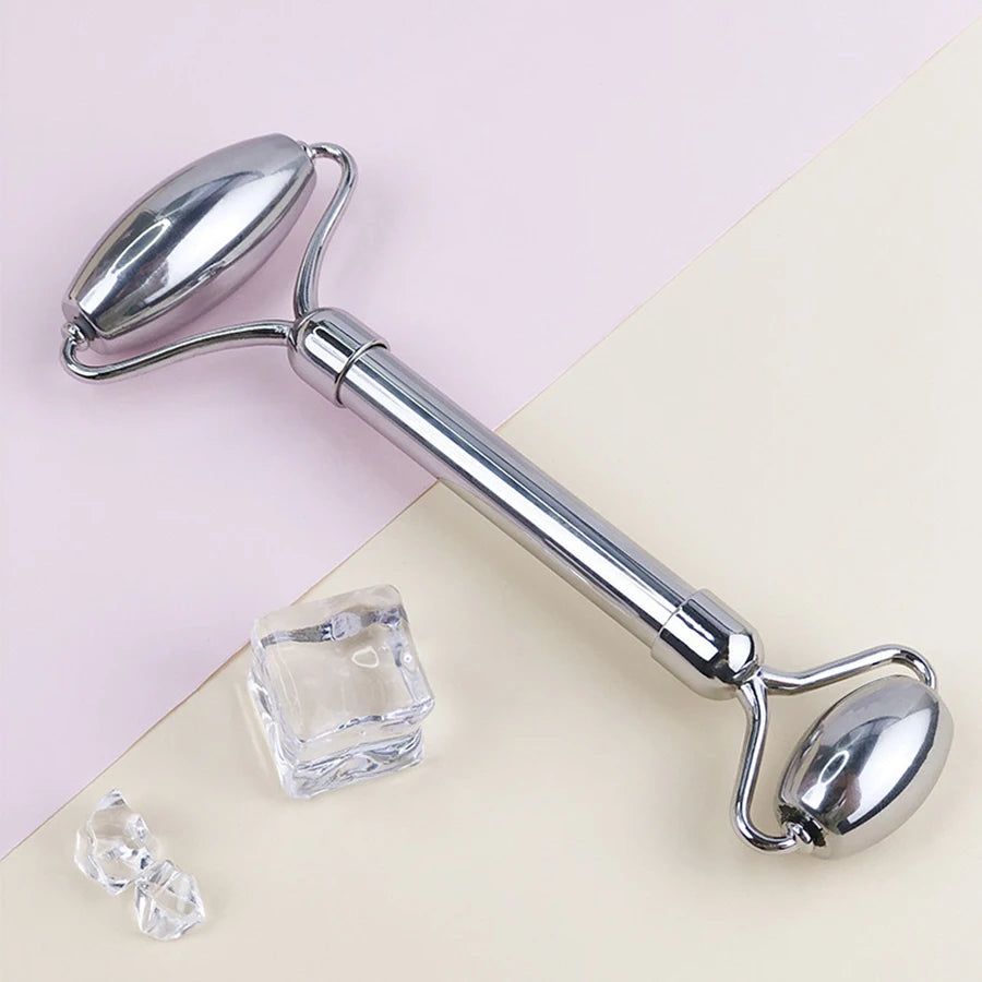 Stainless Steel Ice Face Roller & Gua Sha Set