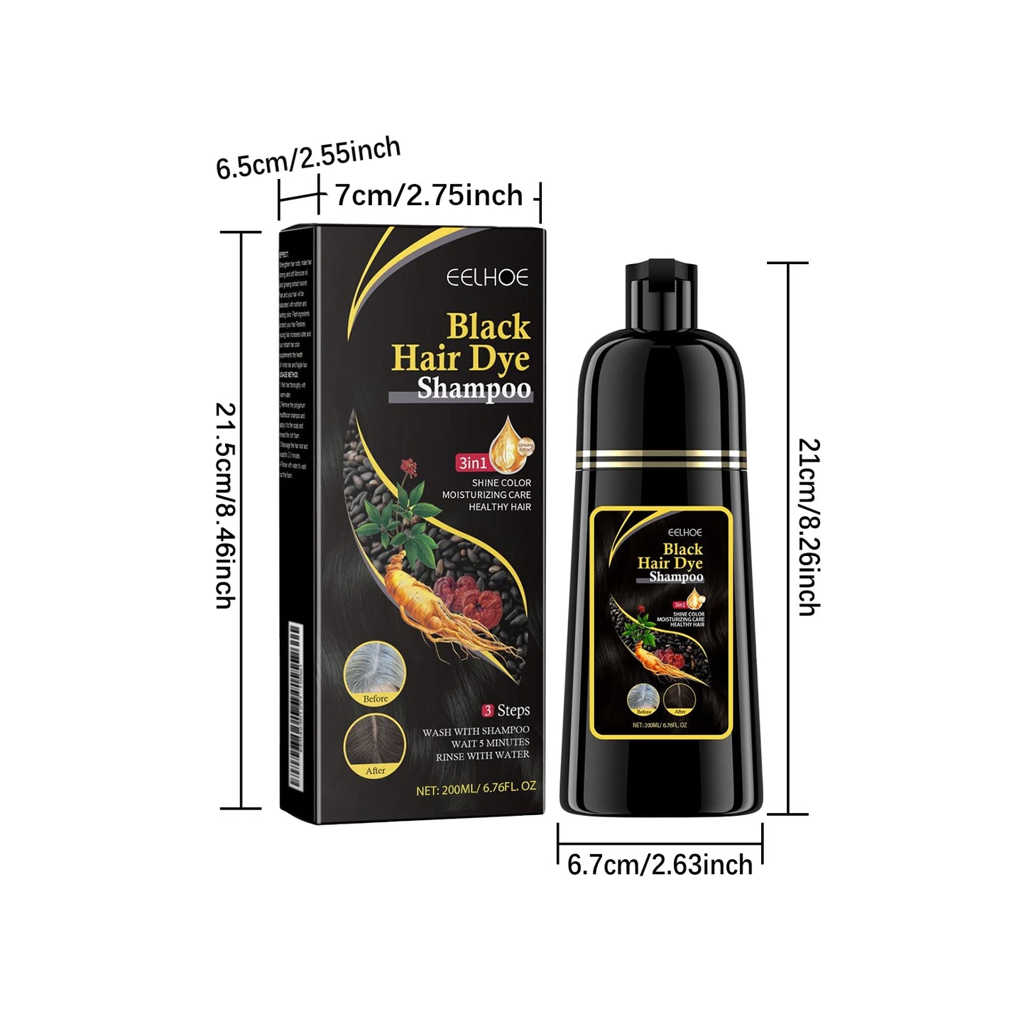 3-in-1 Black Hair Colour Shampoo