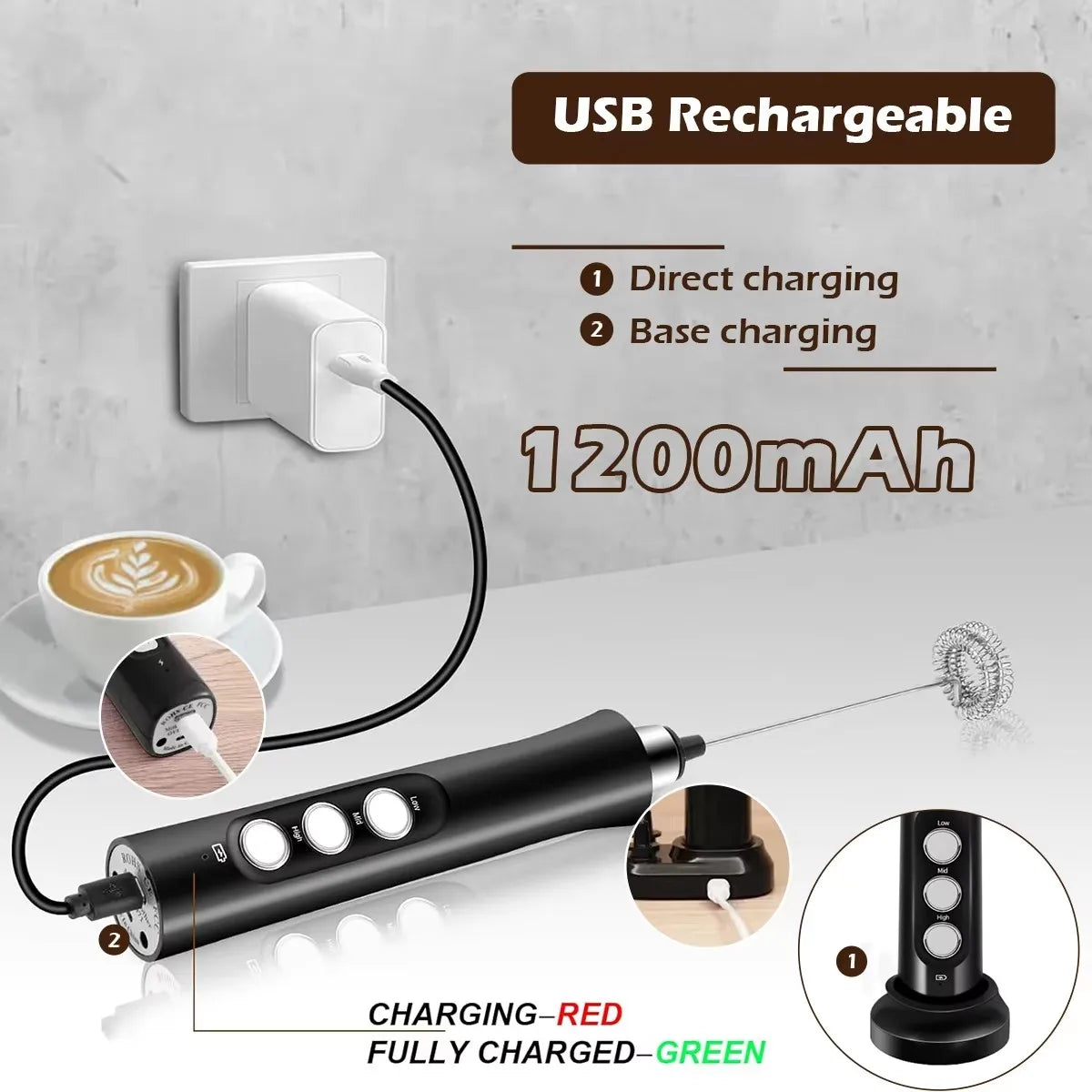 Wireless Rechargeable Electric Milk Frother