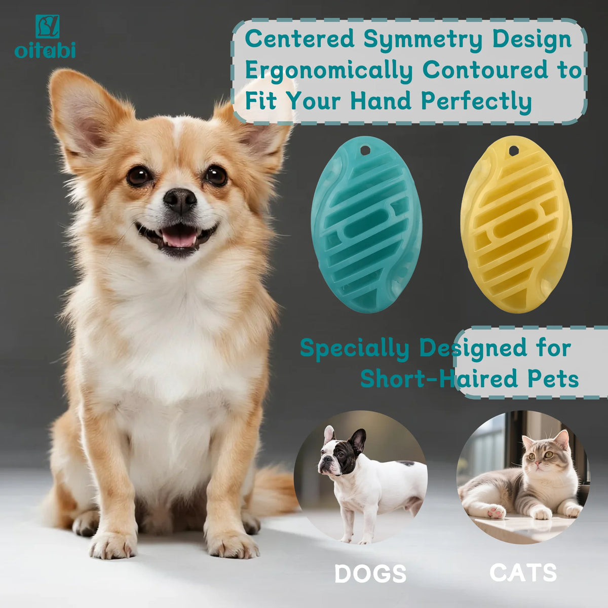 Oitabi Soft Rubber Pet Grooming & Bath Brush