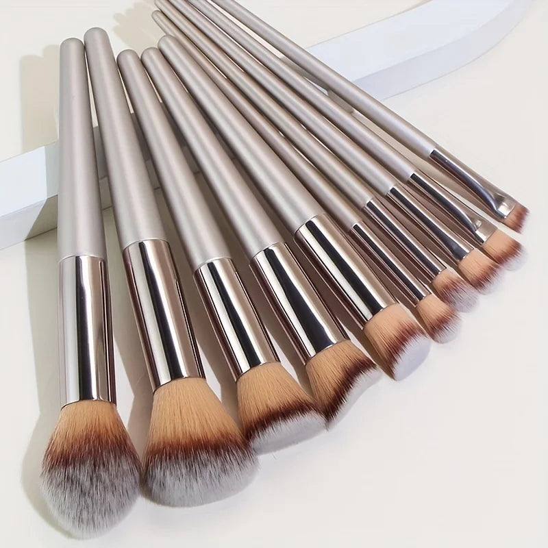 10-Piece Champagne Gold Makeup Brush Set
