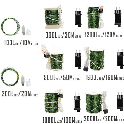 Green Cable LED Christmas String Fairy Lights