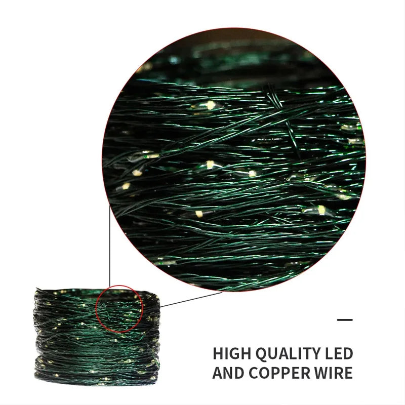 Green Cable LED Christmas String Fairy Lights