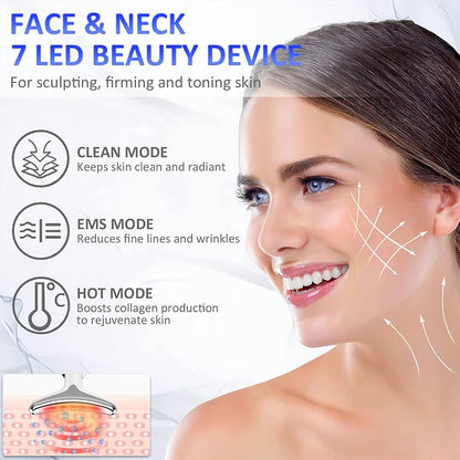 Portable 7-Color LED Face & Neck Massager