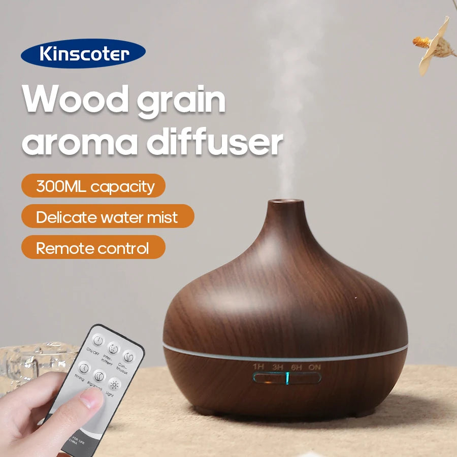 KINSCOTER 300ml Wood Grain Aromatherapy Diffuser
