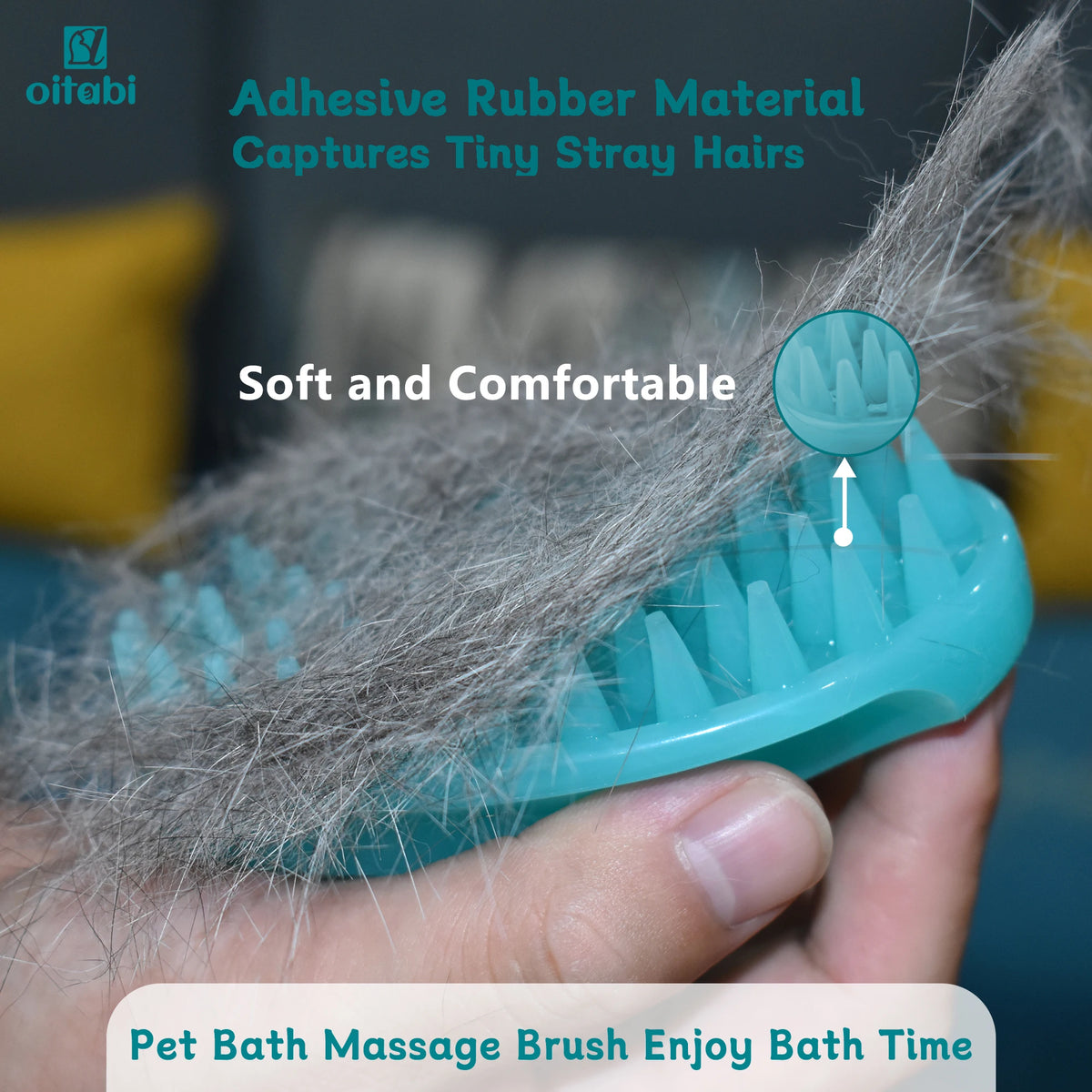 Oitabi Soft Rubber Pet Grooming & Bath Brush