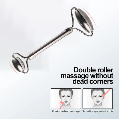 Stainless Steel Ice Face Roller & Gua Sha Set