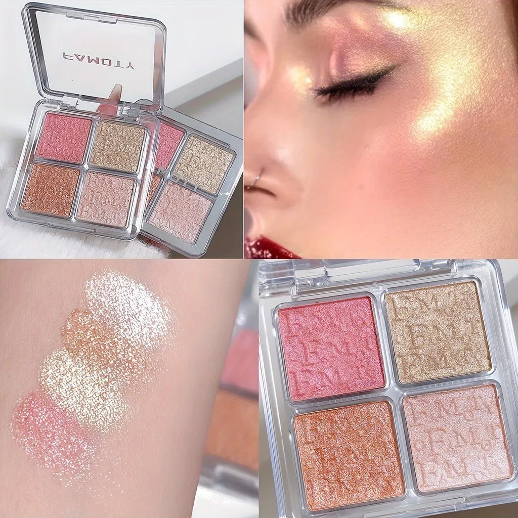 4 Color Shimmer Face Highlighter Palette