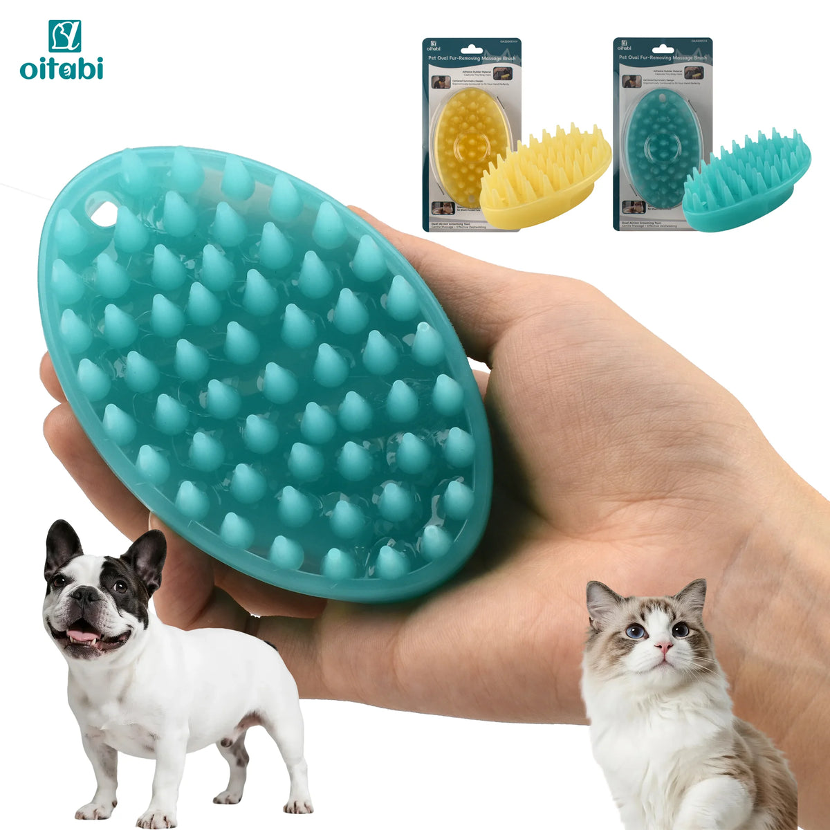 Oitabi Soft Rubber Pet Grooming & Bath Brush