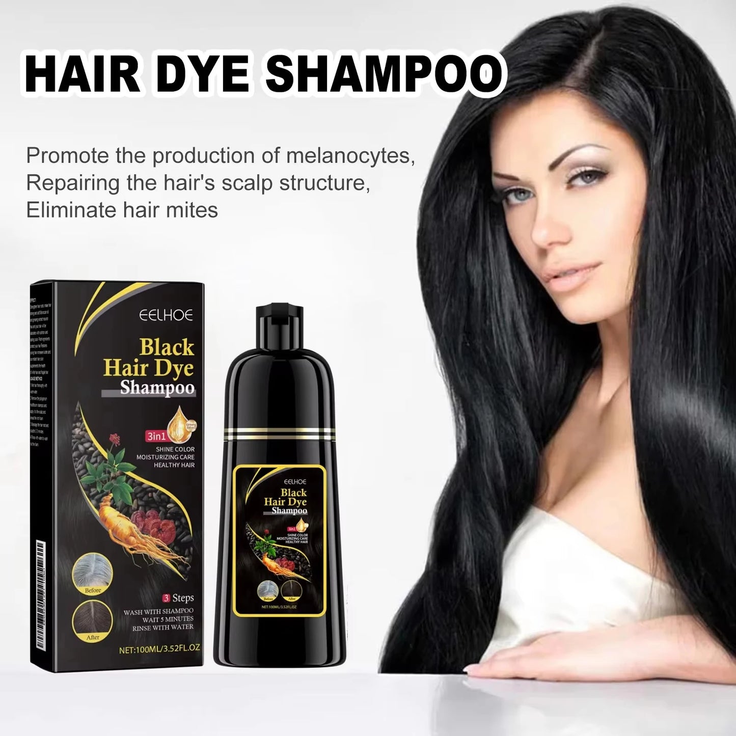 3-in-1 Black Hair Colour Shampoo