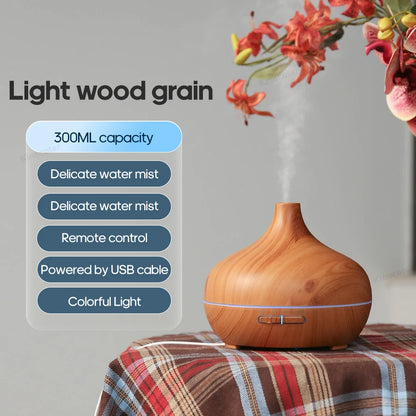 KINSCOTER 300ml Wood Grain Aromatherapy Diffuser