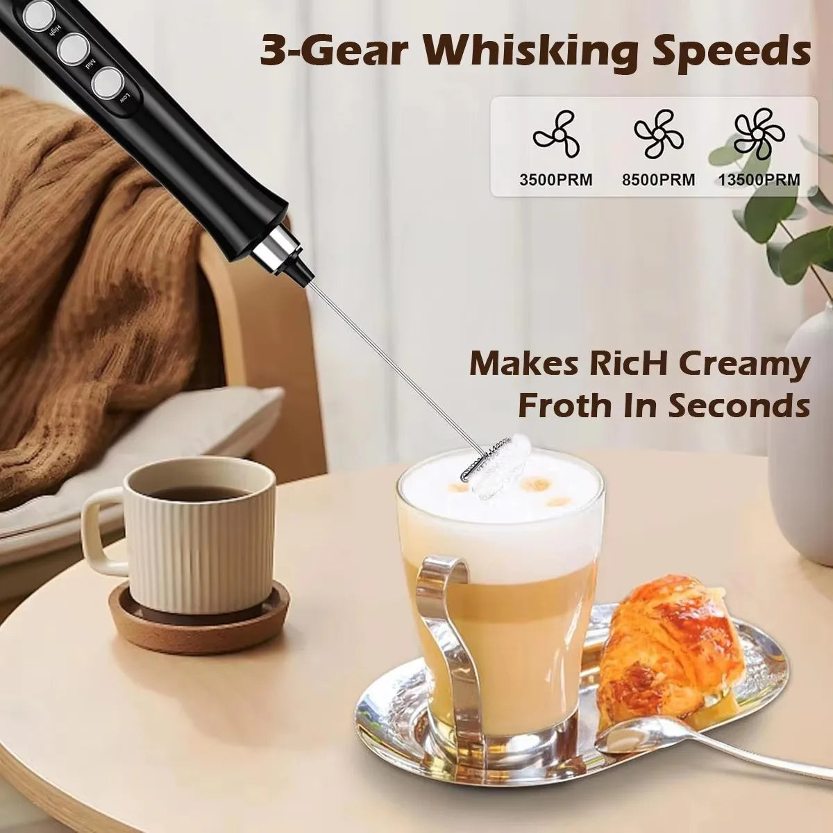 Wireless Rechargeable Electric Milk Frother
