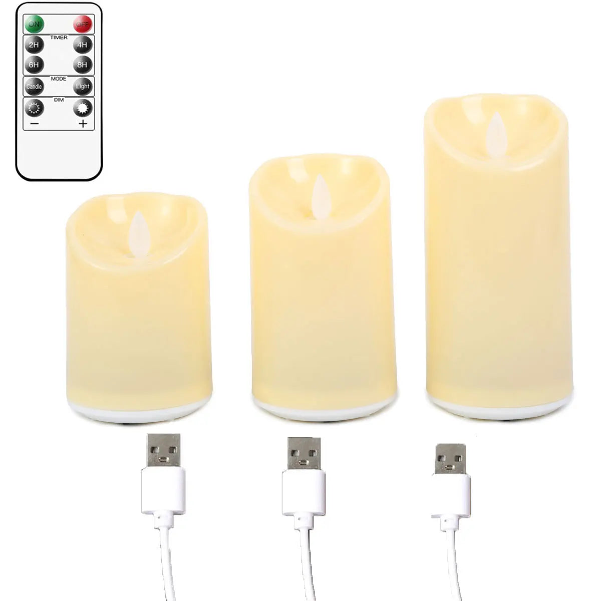 USB Rechargeable Remote Control LED Moving Wick Candles