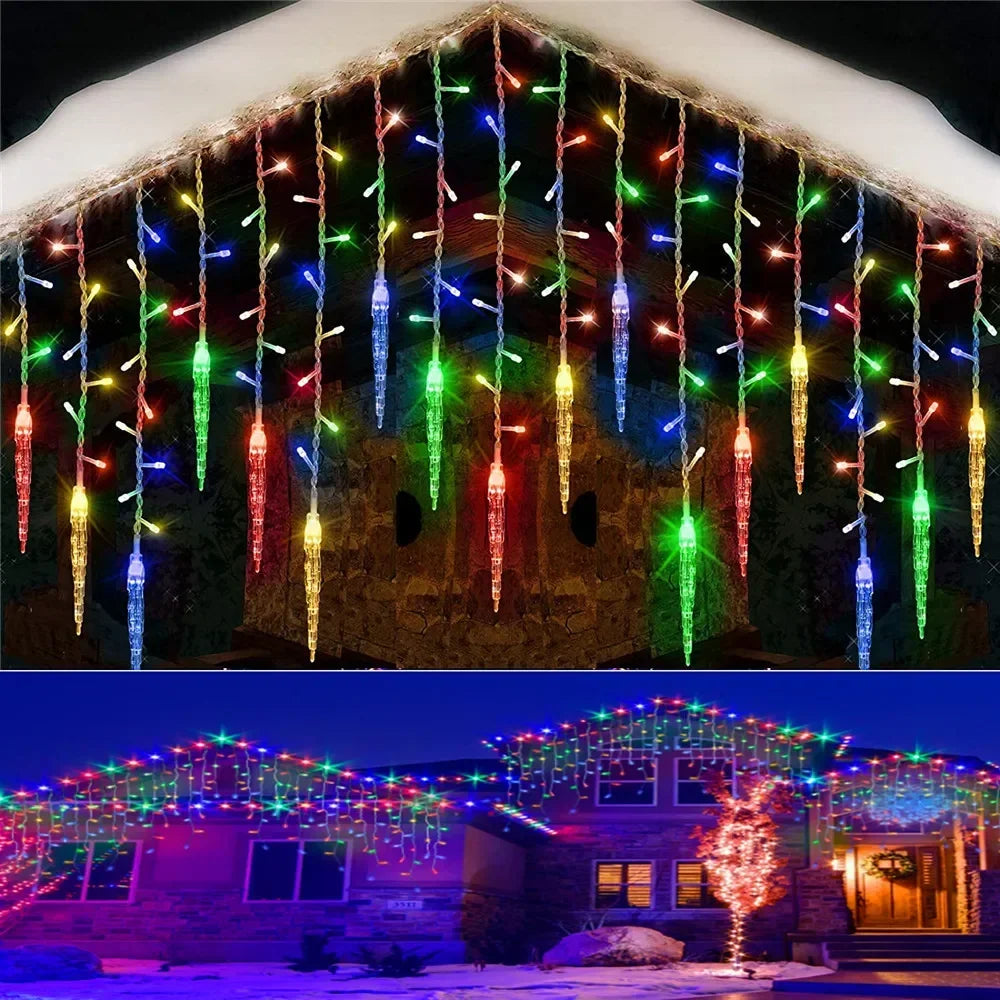 LED Christmas Wreath Ice Pillar Curtain Lights