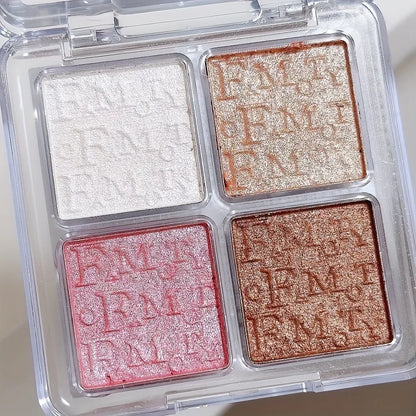 4 Color Shimmer Face Highlighter Palette