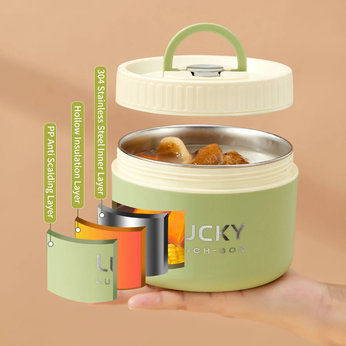 WORTHBUY Insulated Stainless Steel Thermal Lunch Box