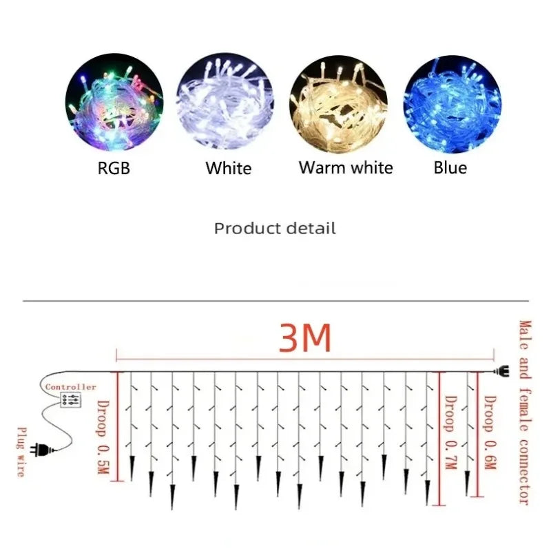 LED Christmas Wreath Ice Pillar Curtain Lights